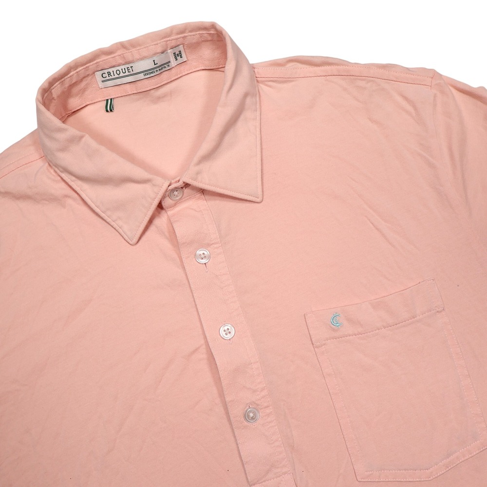 CRIQUET Men's L Peach Pink Pima Cotton Top Shelf Players Short Sleeve Polo Shirt